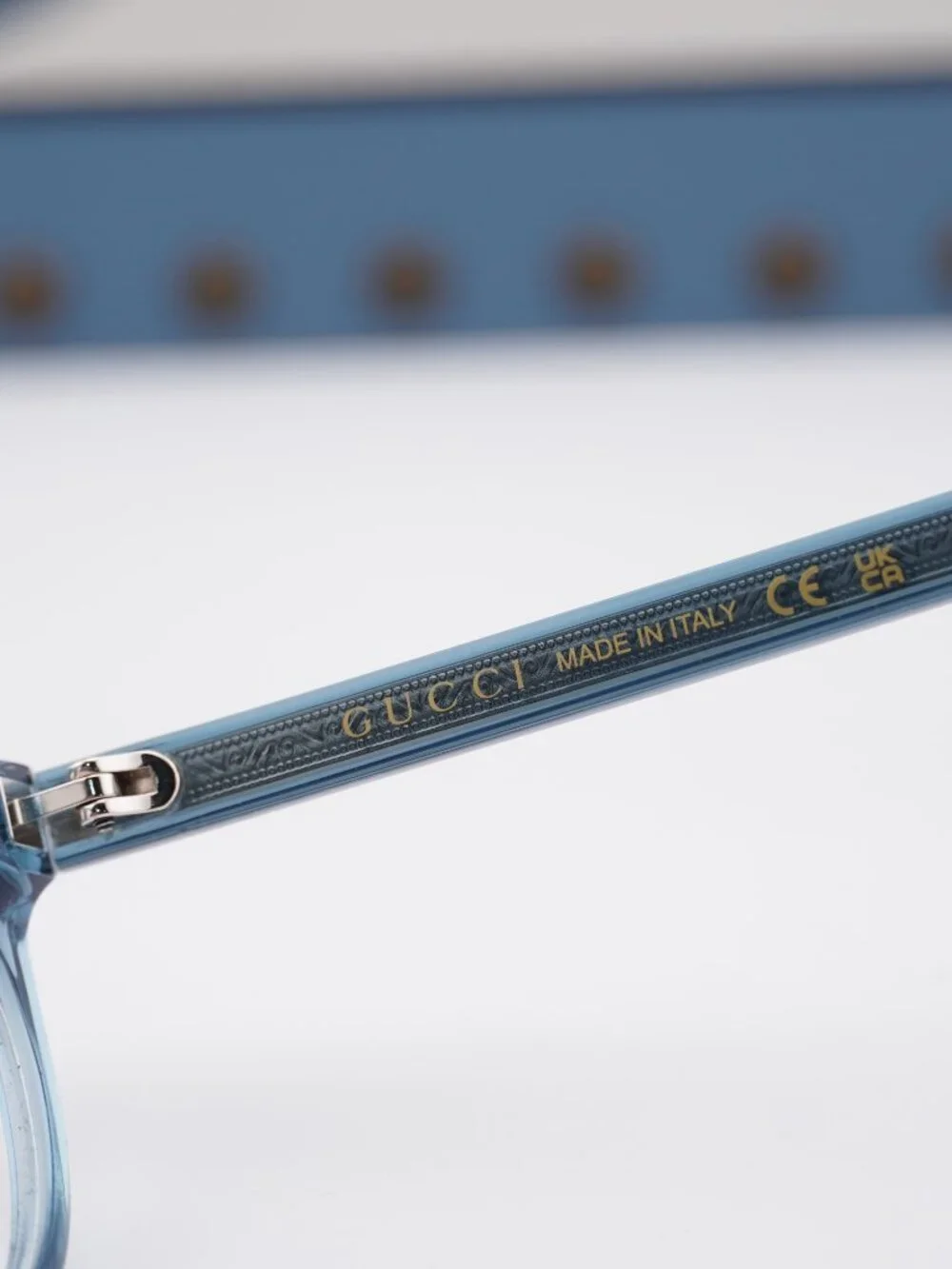 Gucci GG0738O 008 Round Eyeglasses - Transparent Blue 48mm